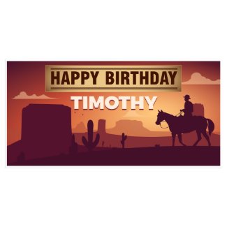 Sunset Western Desert Birthday Banner Party Decor
