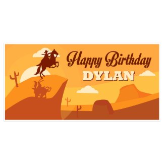 Orange Desert Western Birthday Banner Party Decor