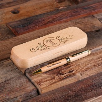 Personalized Wood Engraved Desktop Pen Set