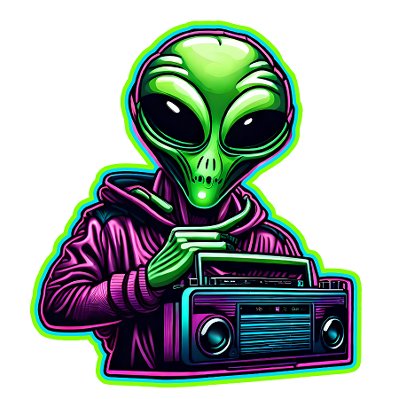 alien dj music turntables ET extraterrestrial sticker EDM