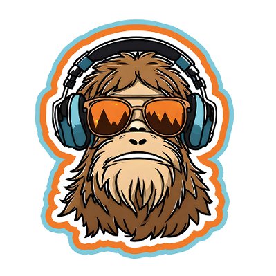 sasquatch bigfoot with headphones