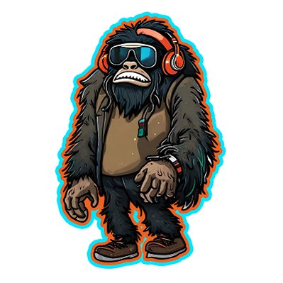sasquatch bigfoot with headphones