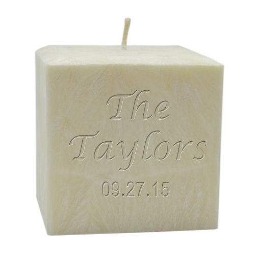 Carved Name  Date Anniversary Palm Wax Candle