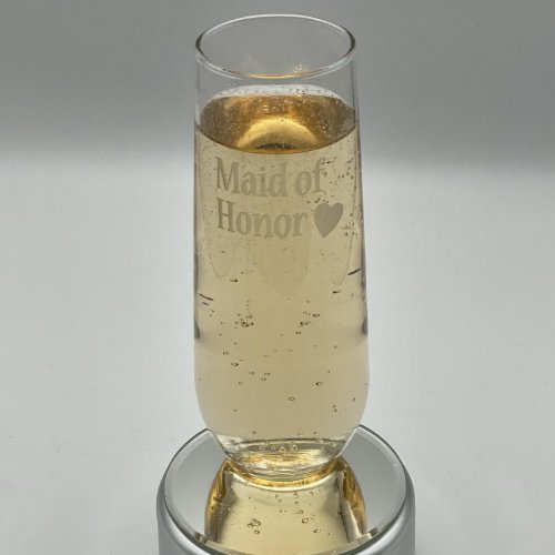 Maid Of Honor Etched Stemless Champagne Flute