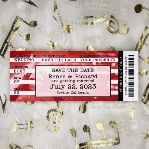 Concert Ticket Wedding Save The Date Magnet
