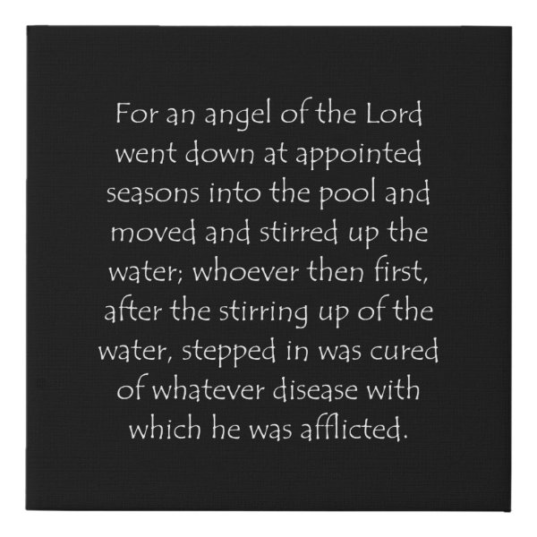 John 5:4 Bible verse typographic design on a faux canvas print