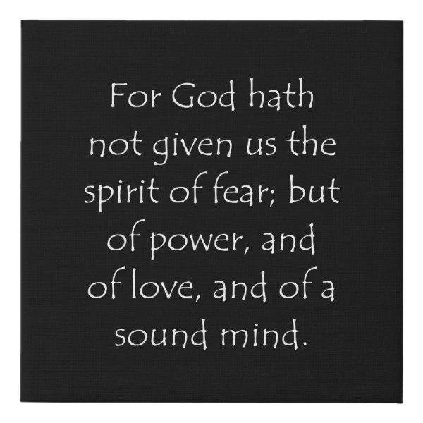 2 Timothy 1:7 Bible verse typographic design on a faux canvas print