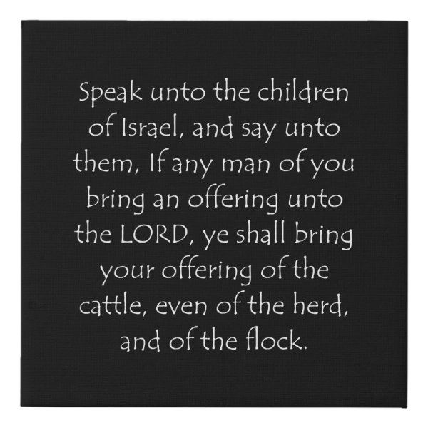 Leviticus 1:2 Bible verse typographic design on a faux canvas print
