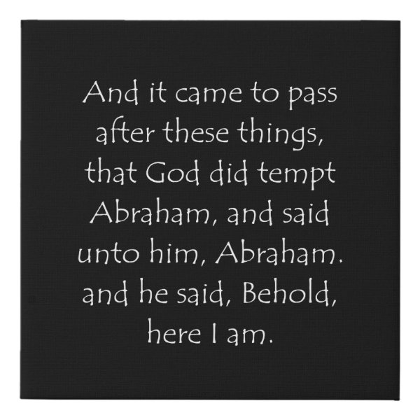 Genesis 22:1 Bible verse typographic design on a faux canvas print