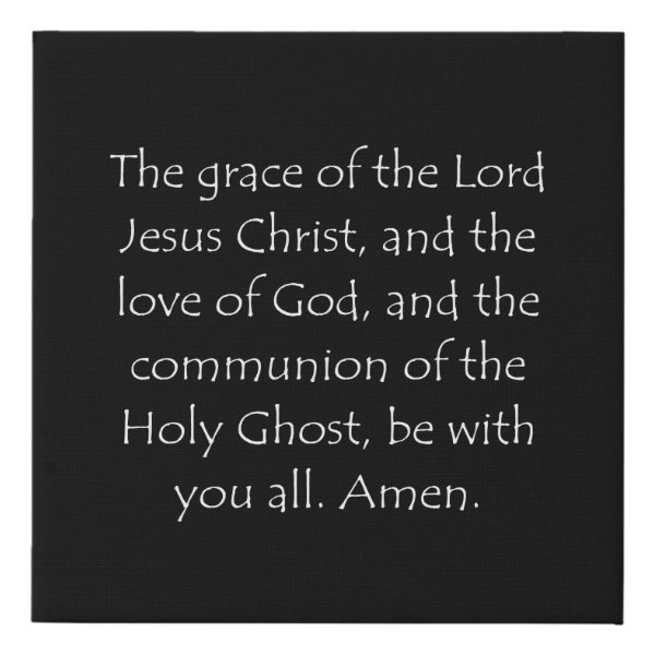 2 Corinthians 13:14 Bible verse typographic design on a faux canvas print