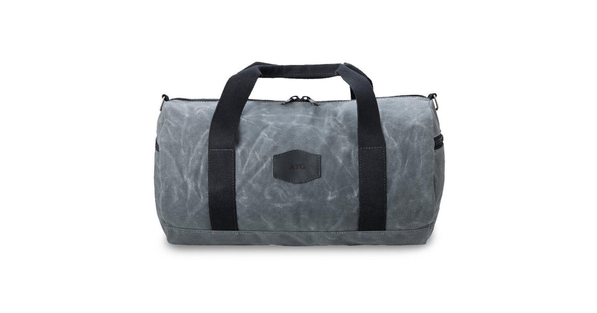 Modern Monogram Charcoal Canvas Waxed Duffle Bag | mediakits.theygsgroup.com
