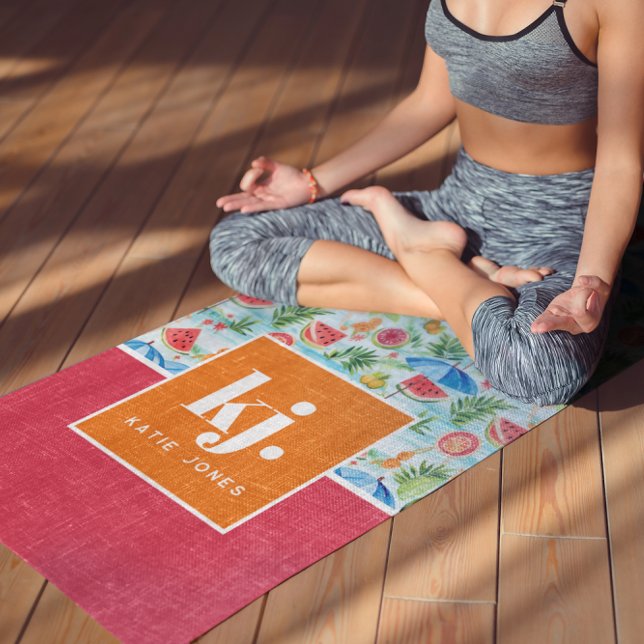 Fun Summer Stylish Monogram Yoga Mat
