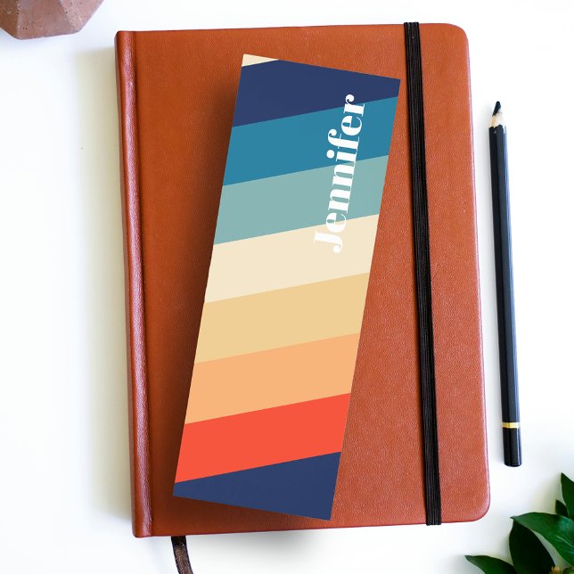 Retro 70s Color Block Monogram Name Bookmarks
