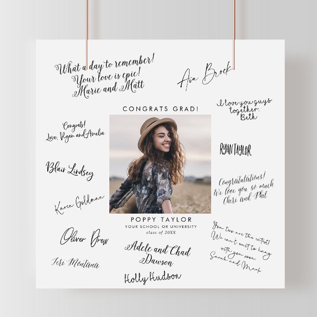 Chic Typography Graduation Guest Signature Poster



