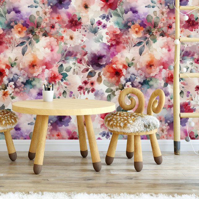 Enchanted Watercolor Floral Fairycore Garden Wallpaper
