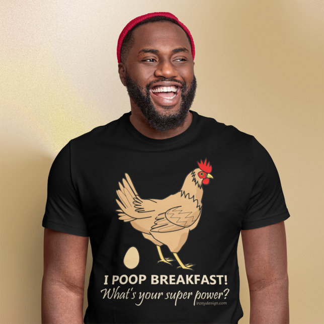 Chicken Poops Breakfast Funny Dark T-Shirt