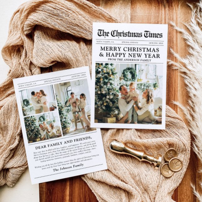 Newspaper Unique Fun What A Year Photo Christmas Holiday Card
