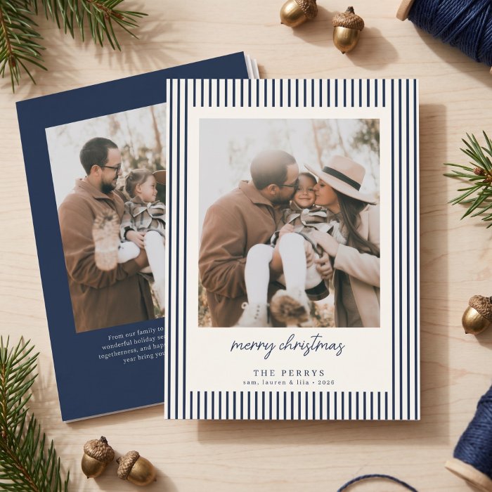 A striped Christmas cards