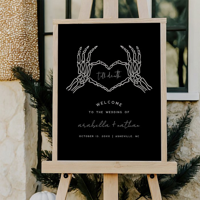 A Halloween party sign