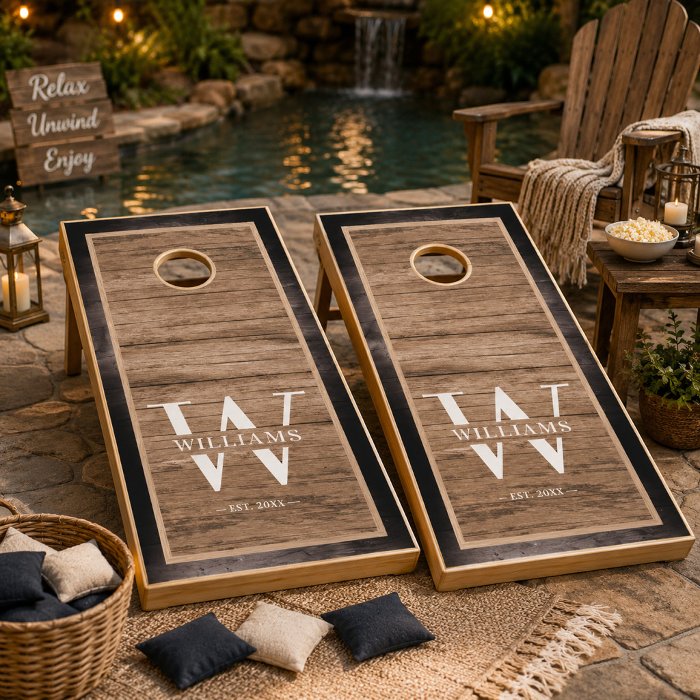 A cornhole set