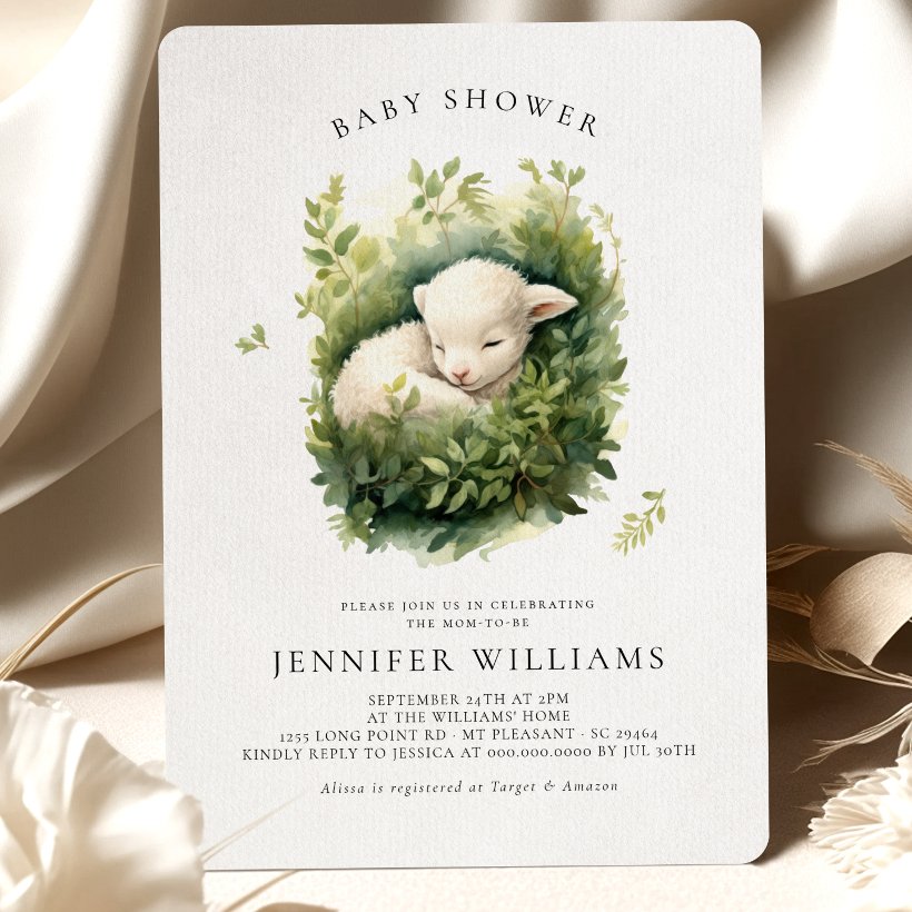 Lamb Baby Shower Gender Neutral Invitations  (Creator Uploaded)