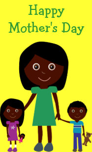 Mothers Day Cute Ethnic Cartoon Characters Card
