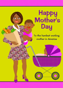 Busy African American Mom's Day Card
