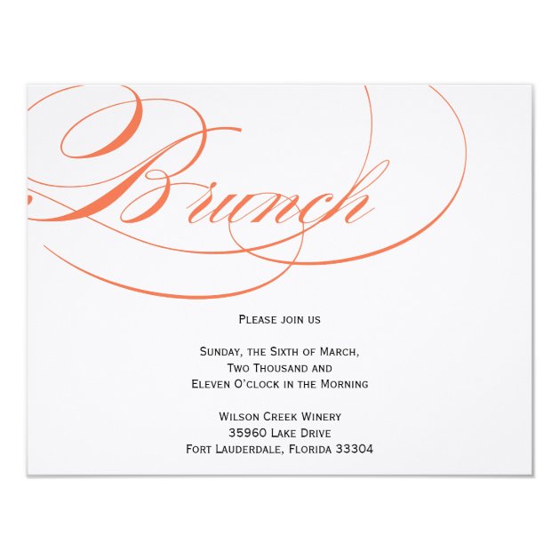 Elegant Script Brunch Invitation - Orange
