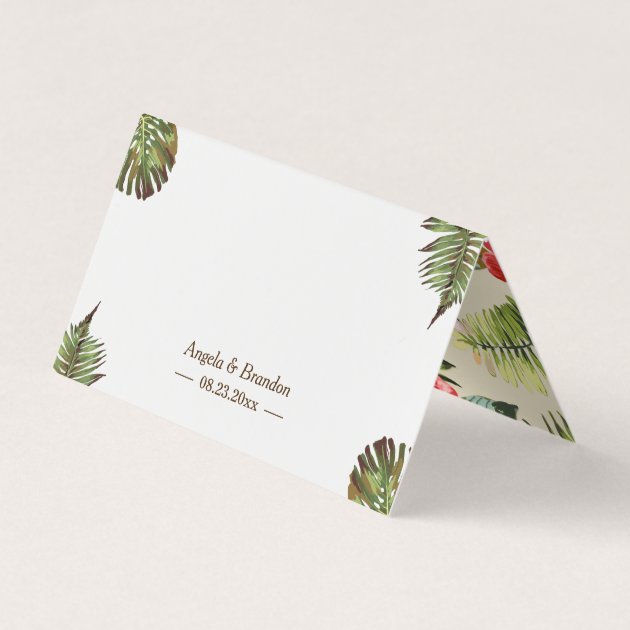 Tropical Leaves Pineapple Summer Wedding Table Place Card
