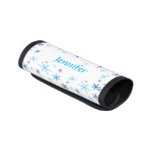 Blue and Turquoise Snowflakes Luggage Handle Wrap (Angled)