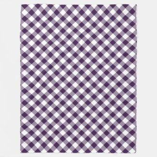 Purple and White Diagonal Buffalo Plaid Fleece Blanket