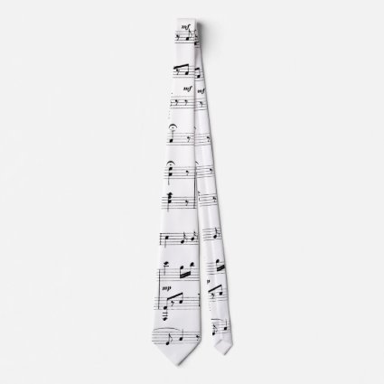 White Sheet Music Neck Tie