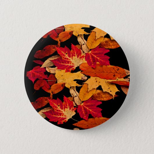 Red Yellow Brown Orange Autumn Leaves Button (Front)