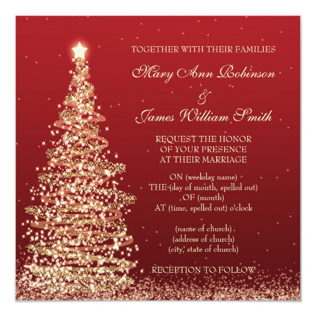 Elegant Christmas Wedding Red Invitation (front side)