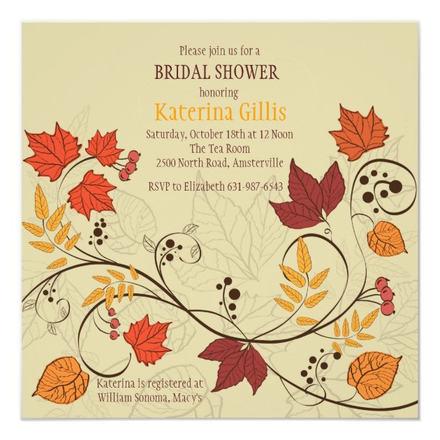 Dancing Fall Leaves Invitation (front side)