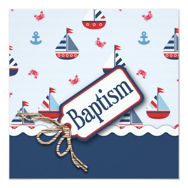 Ships Ahoy! Baptism Square_Zip Code2 Invitation