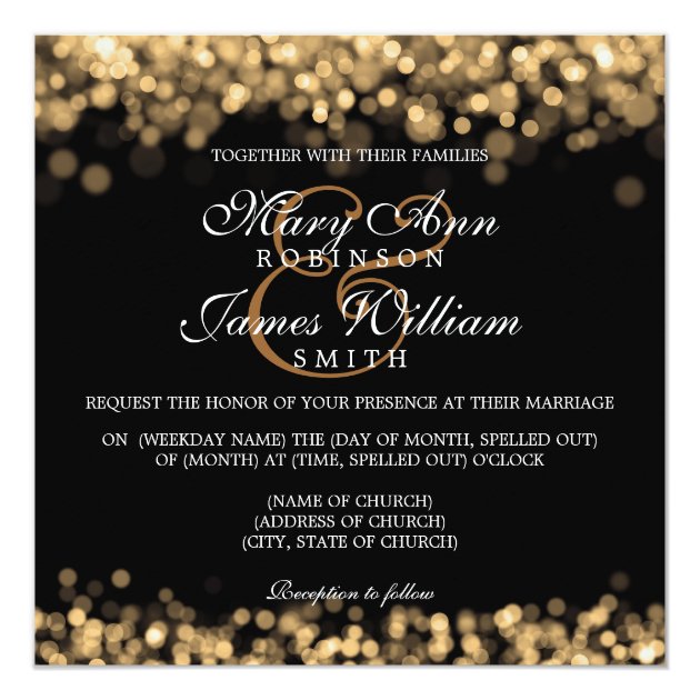 Elegant Wedding Gold Lights Invitation (front side)