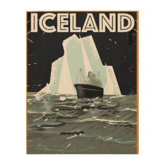 Iceland Vintage Poster Wood Wall Decor