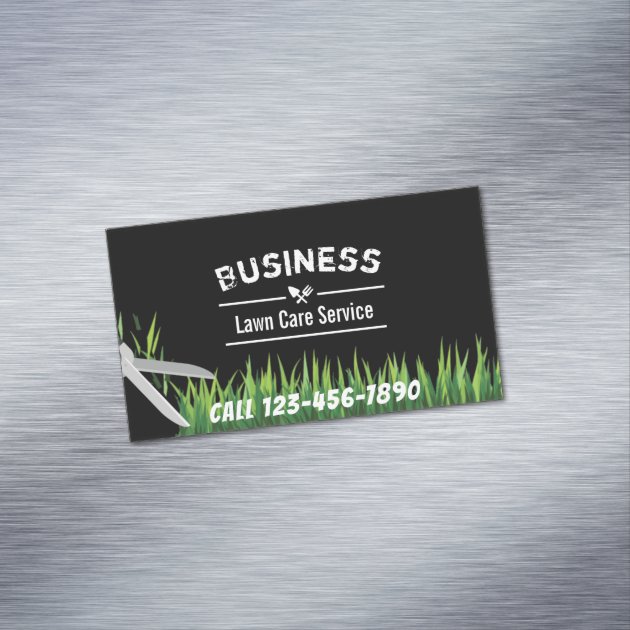 Lawn Care & Landscaping Service Professional Magnetic Business Card (back side)