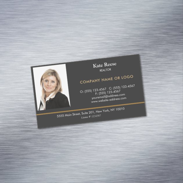 Add Photo Insert Real Estate Professional Business Card Magnet (back side)