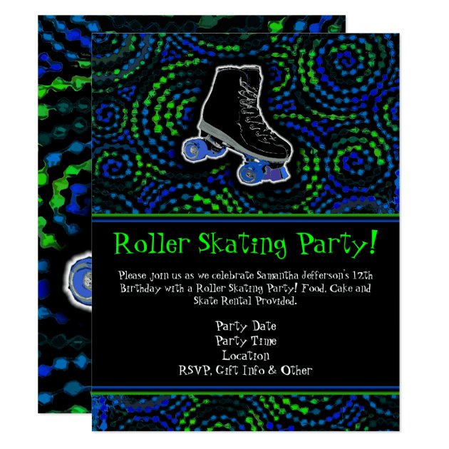 Black Personalized Roller Skating Party Invitation