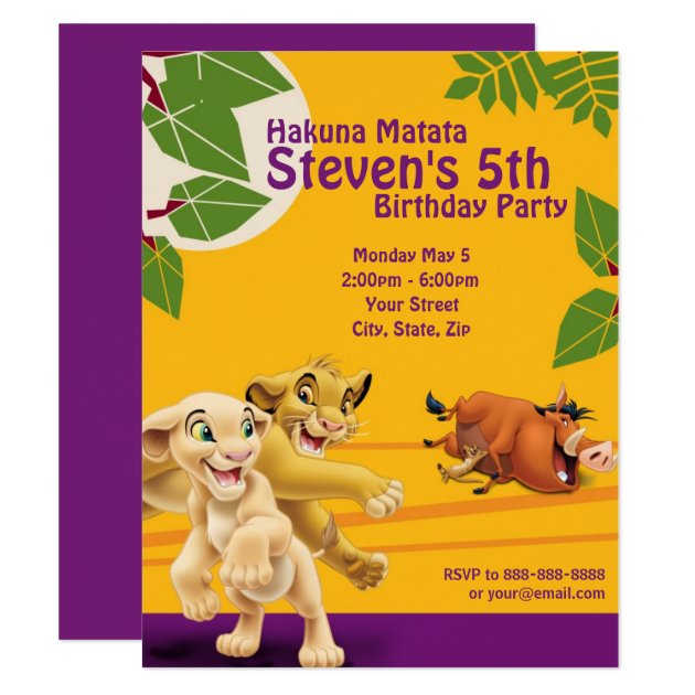 Lion King Birthday Invitation (front side)