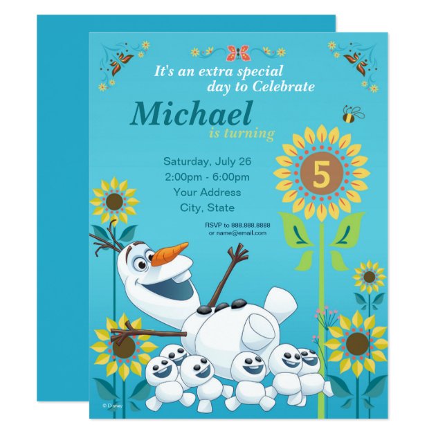 Frozen Summer Olaf Birthday Party Invitation