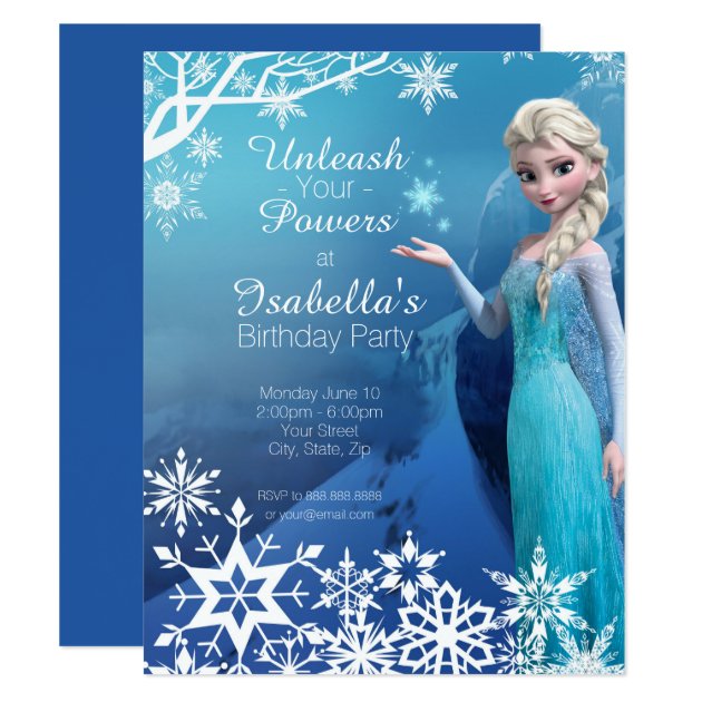 Frozen Elsa Birthday Party Invitation (front side)