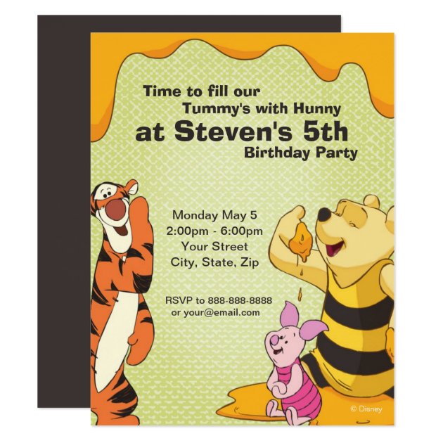 Pooh and Pals Birthday Invitation (front side)