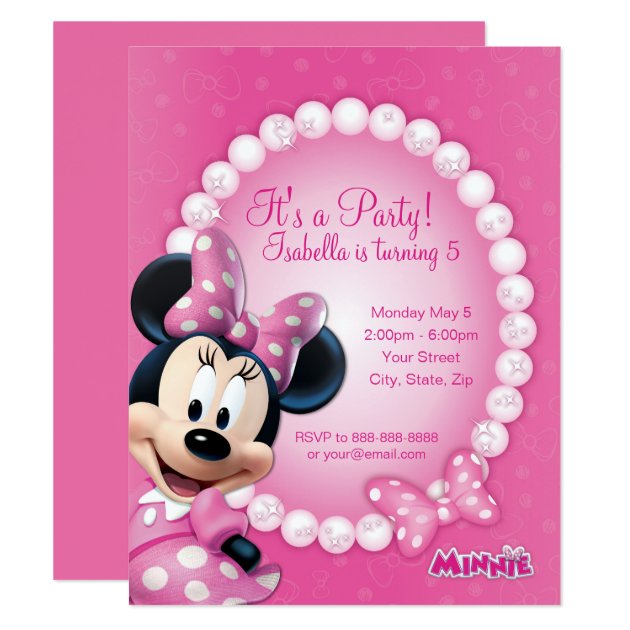Minnie Pink and White Birthday Invitation