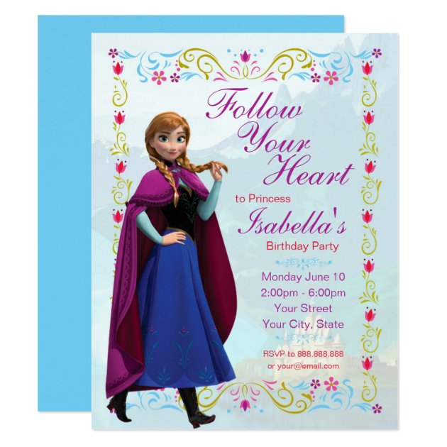 Frozen Anna Birthday Party Invitation (front side)