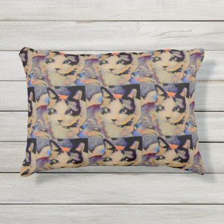 snowshoe purple overtones kitty outdoor pillow