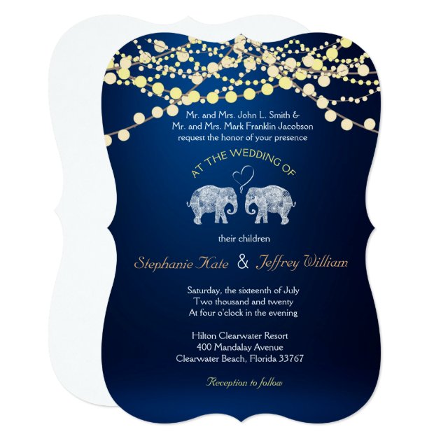 TONS OF LOVE/Elephant Night Lights Wedding Invites