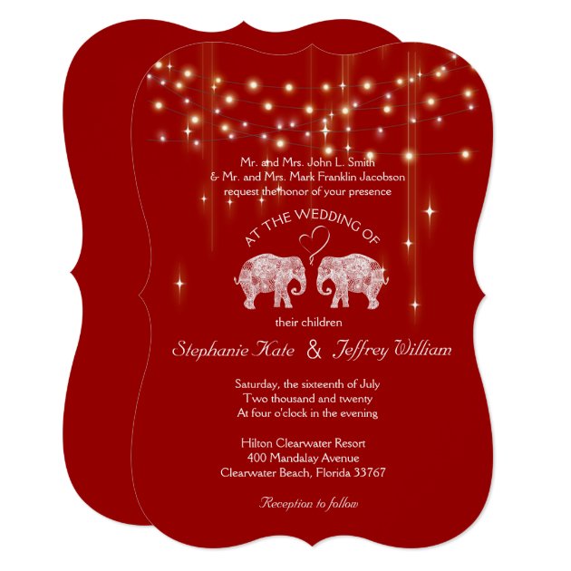 TONS OF LOVE/Elephant String Lights Wedding Invite
